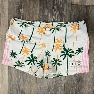 FLEO Palm Tree/Pink Stripe Spandex Workout Shorts 🌴